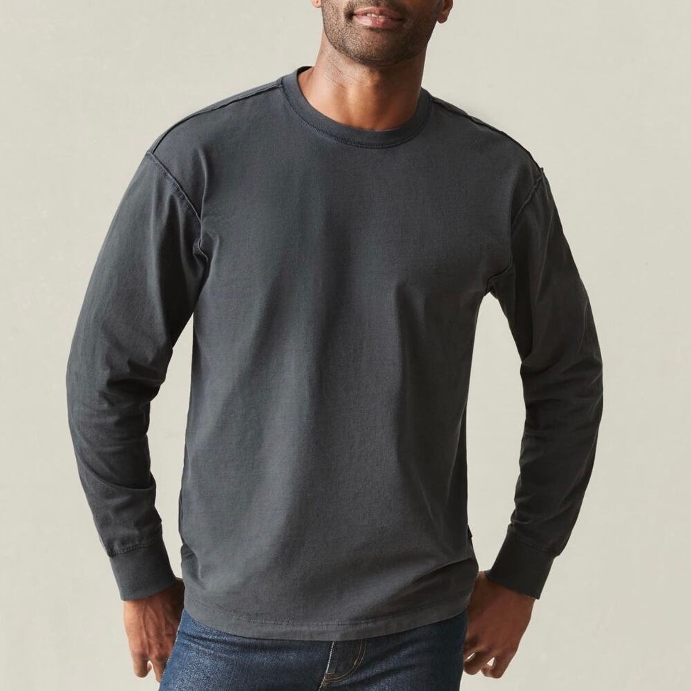 American Giant Men's Midweight Cotton Long Sleeve Tee Black Size Medium NWOT